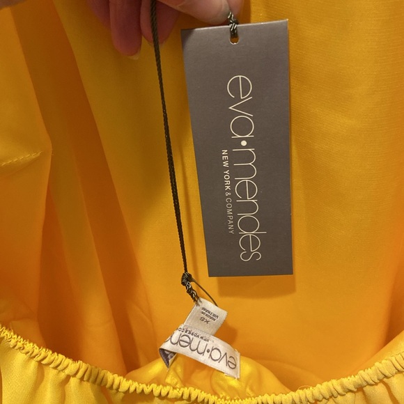 NWT New York & Co Eva Mendes Collection Golden Yellow Blouse Halter Top - Picture 11 of 16